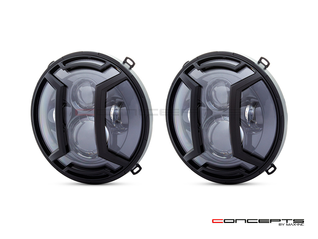 JK Jeep Wrangler Daymaker LED Headlights + Armour Grille Cover Set
