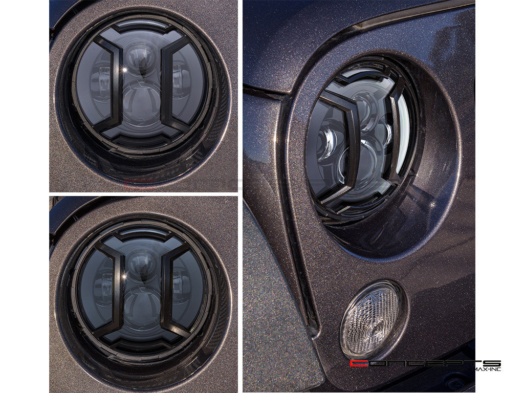 JK Jeep Wrangler Daymaker LED Headlights + Armour Grille Cover Set