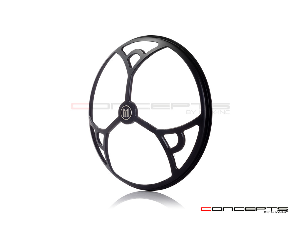 7" Tri-Deco Grille Design Black CNC Aluminum Headlight Guard Cover