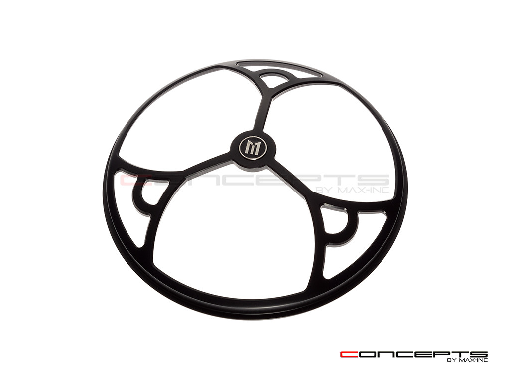 7" Tri-Deco Grille Design Black CNC Aluminum Headlight Guard Cover