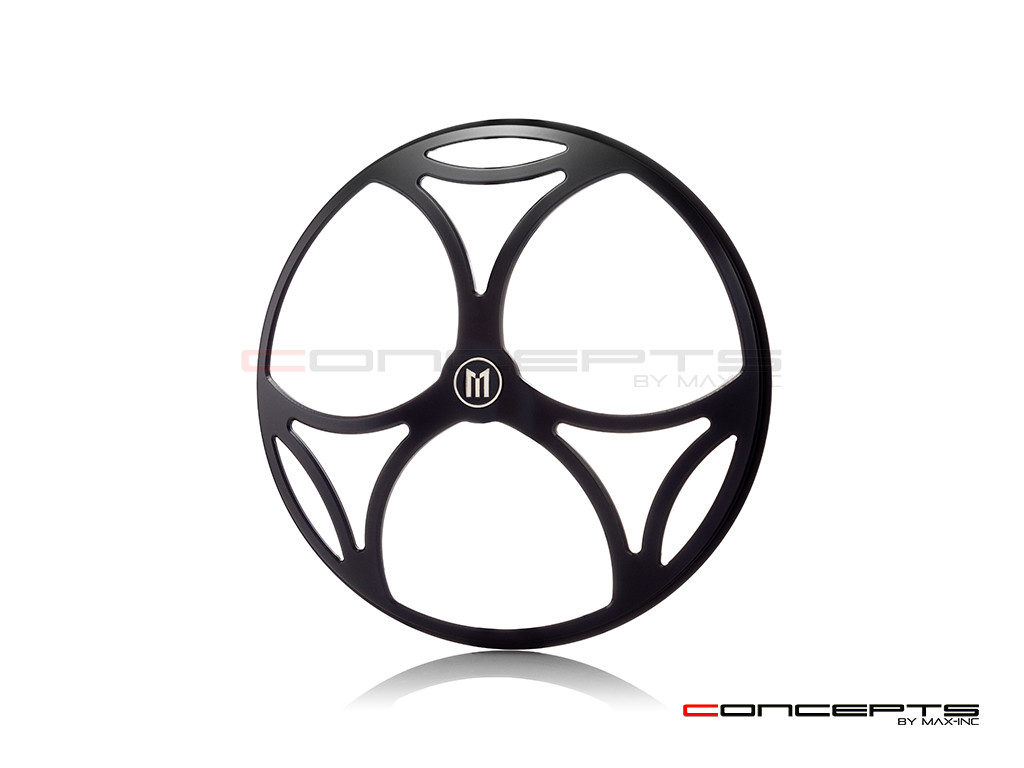 7" Tri-Maltese Grille Design Black CNC Aluminum Headlight Guard Cover