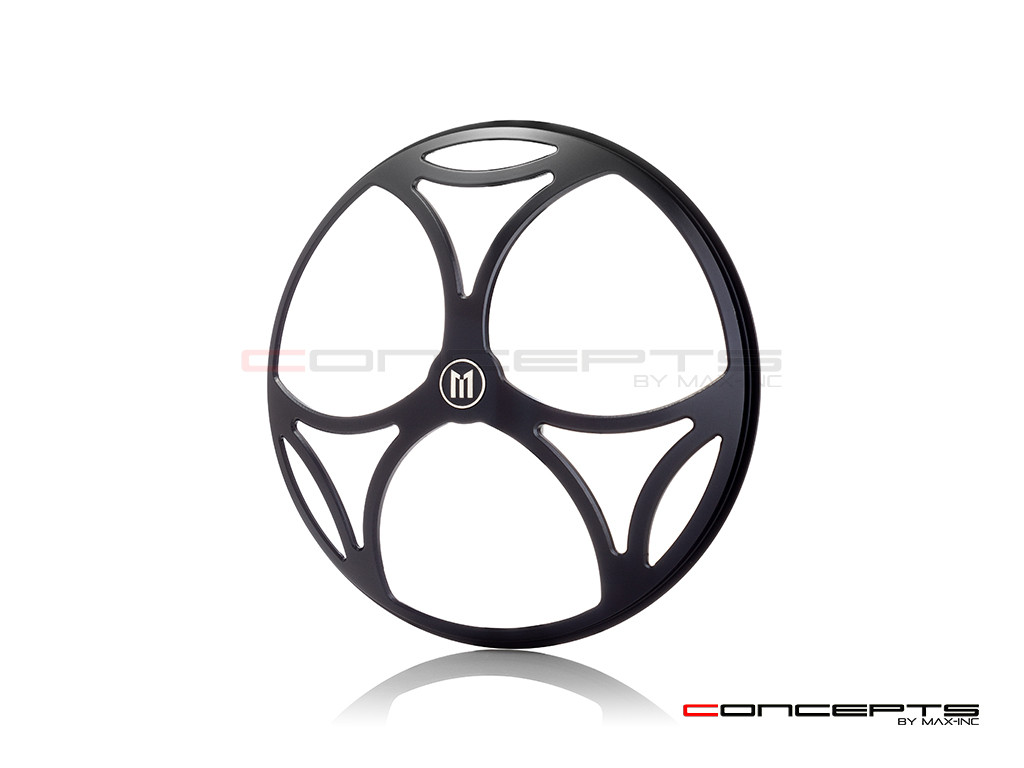 7" Tri-Maltese Grille Design Black CNC Aluminum Headlight Guard Cover