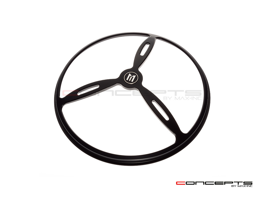 7" Tri-Prop Grille Design Black CNC Aluminum Headlight Guard Cover