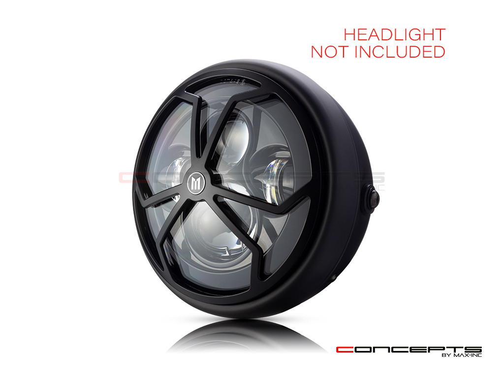 7" J-Rob Grille Design Black CNC Aluminum Headlight Guard Cover