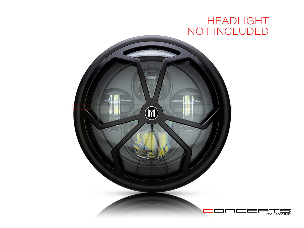 7" J-Rob Grille Design Black CNC Aluminum Headlight Guard Cover