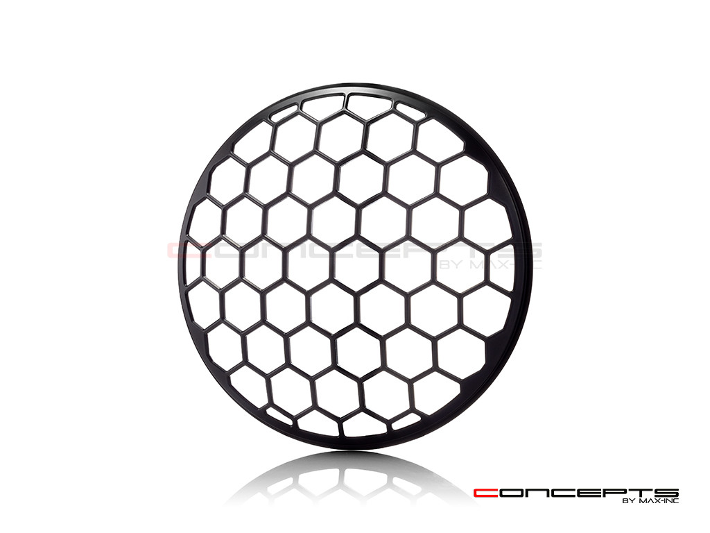 7" Honeycomb Grille Design Black CNC Aluminum Headlight Guard Cover