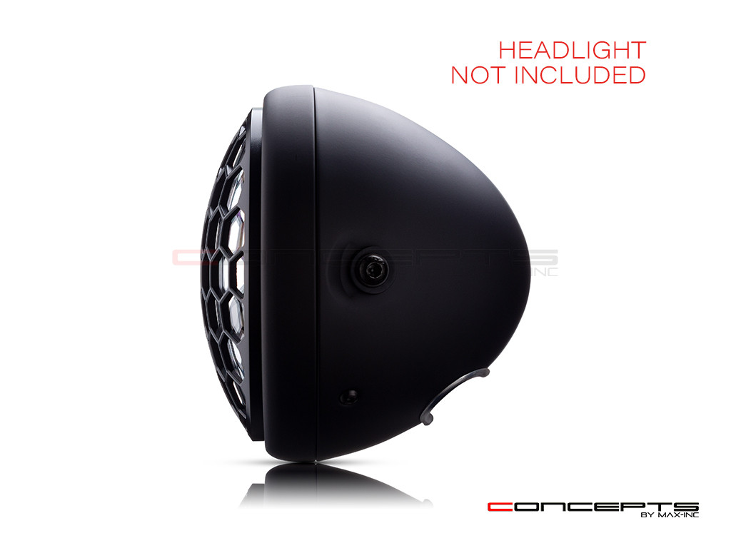 7" Honeycomb Grille Design Black CNC Aluminum Headlight Guard Cover