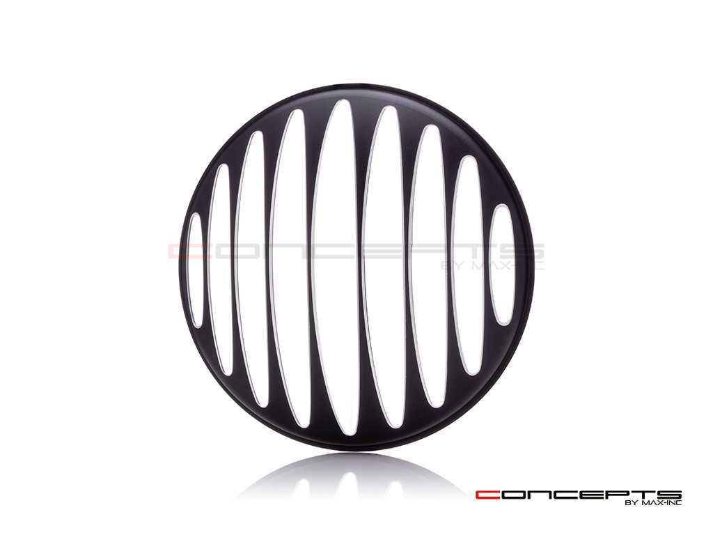 5.75" Prison Grill Design Black / Contrast CNC Aluminum Headlight Guard Cover