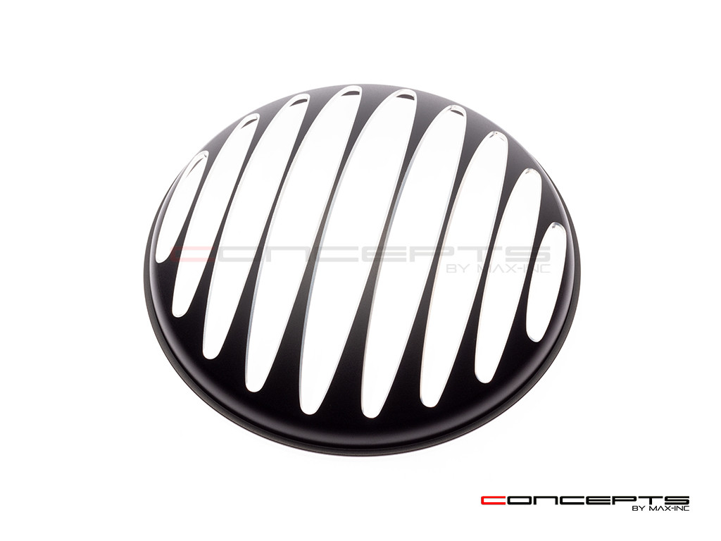 5.75" Prison Grill Design Black / Contrast CNC Aluminum Headlight Guard Cover