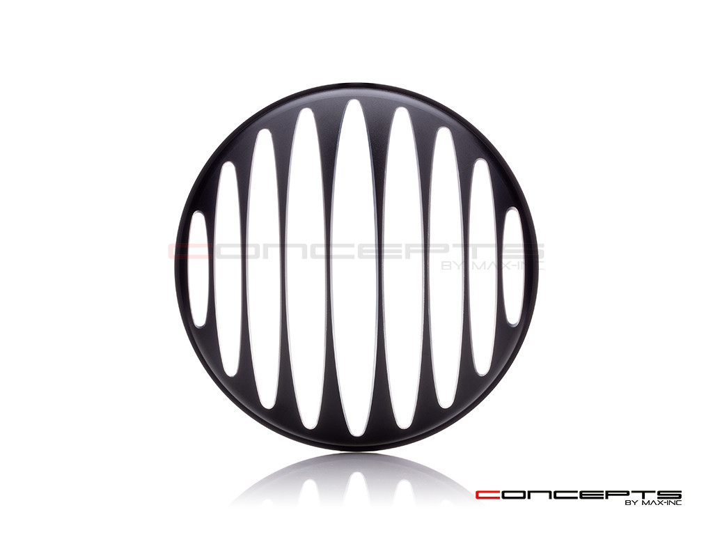 5.75" Prison Grill Design Black / Contrast CNC Aluminum Headlight Guard Cover