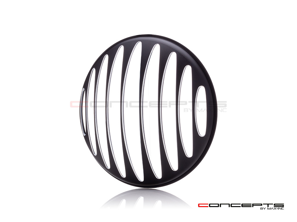 5.75" Prison Grill Design Black / Contrast CNC Aluminum Headlight Guard Cover