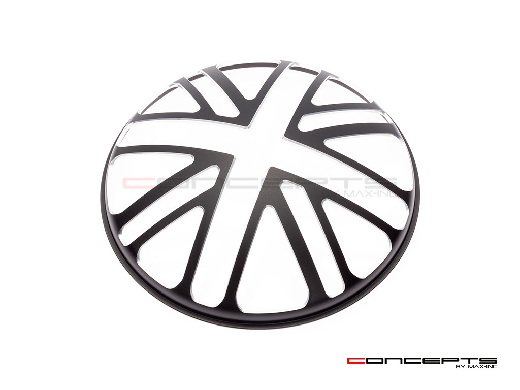 5.75" Union Jack Design Black / Contrast CNC Aluminum Headlight Guard Cover