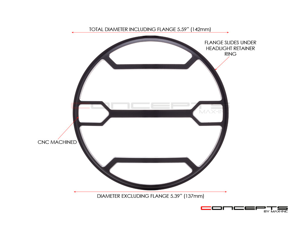 5.75" Strata Design Black / Contrast CNC Aluminum Headlight Guard Cover