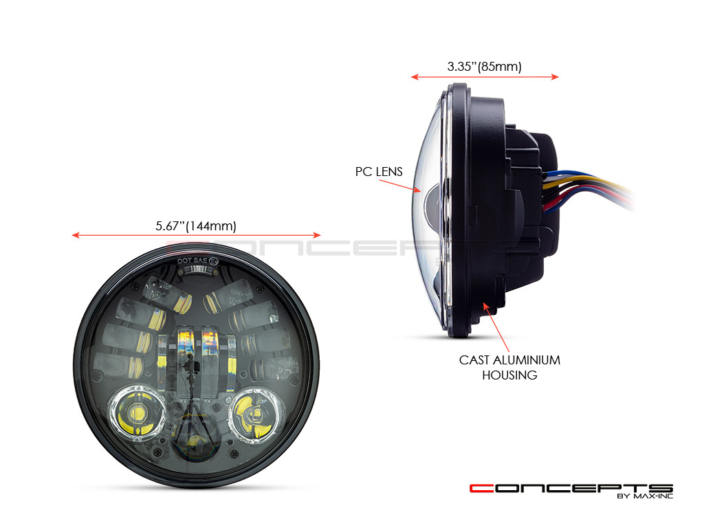 5.75" Integrated LED Headlight + Turn Signals + Daytime Running Lights