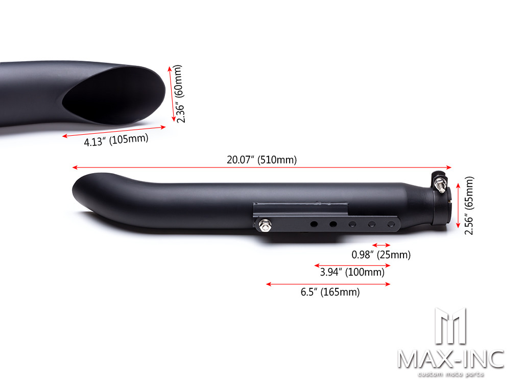 Matte Black Universal Slash Cut Stainless Exhaust / Muffler
