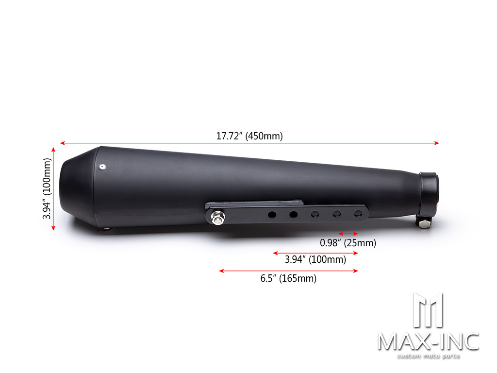 Matte Black Universal Trumpet Stainless Exhaust / Muffler