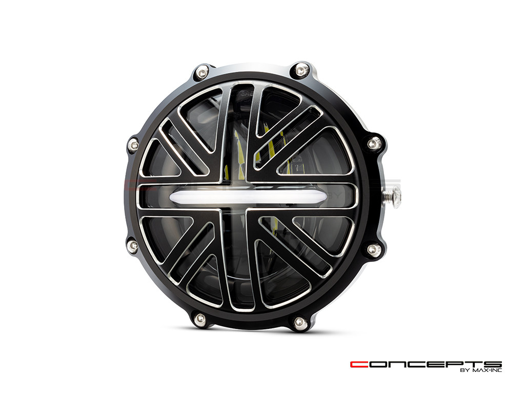 MONZA 5.75 Inch CNC Machined Aluminum LED Headlight - Union Jack Cover