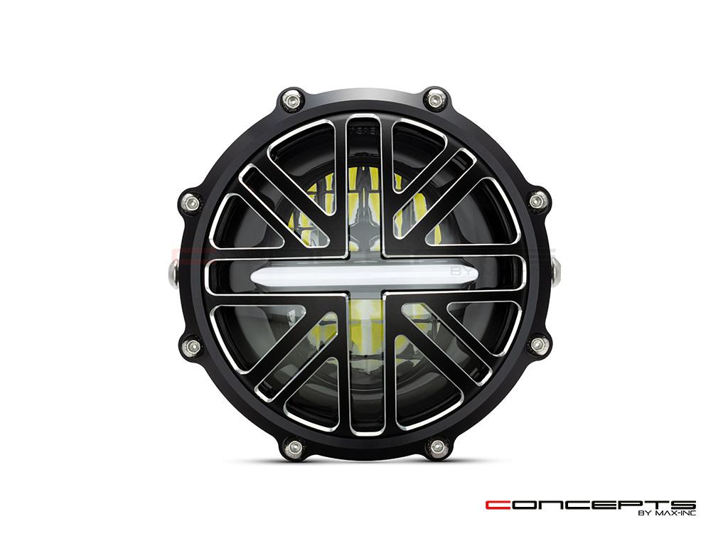 MONZA 5.75 Inch CNC Machined Aluminum LED Headlight - Union Jack Cover