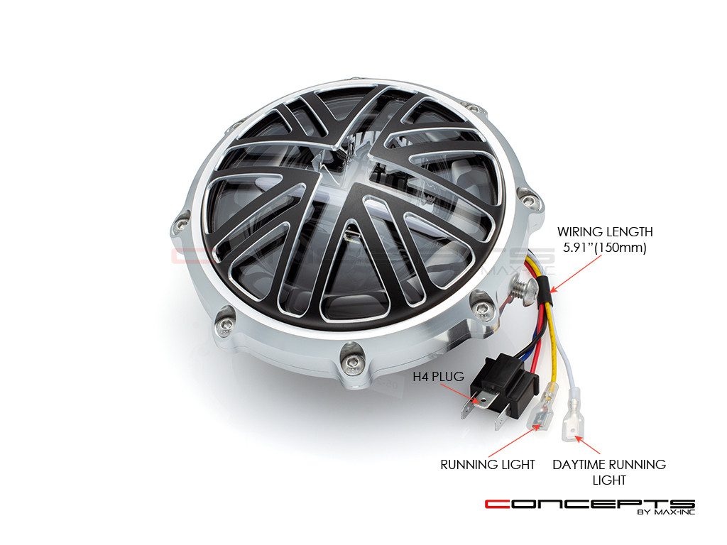 MONZA 5.75 Inch CNC Machined Aluminum LED Headlight - Union Jack Cover