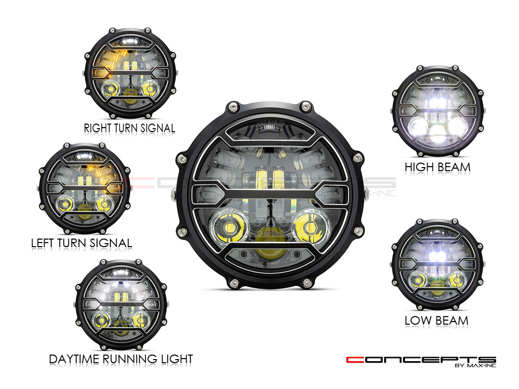 MONZA 5.75 Inch CNC Machined Aluminum LED Headlight - Strata Cover