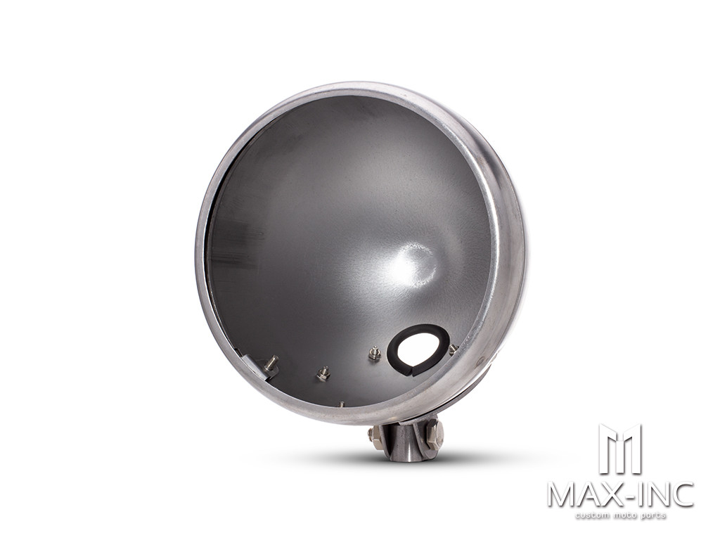 7.7 INCH Raw Unpainted Bottom Mount Metal Headlight Housing + Bezel Combo