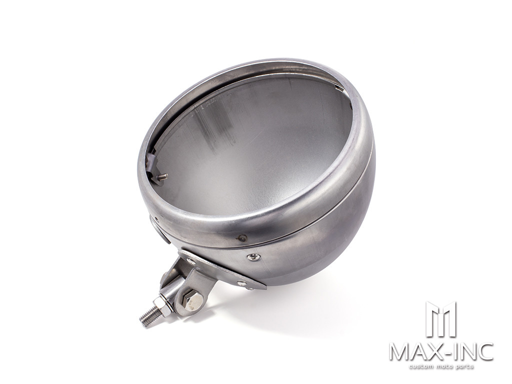 7.7 INCH Raw Unpainted Bottom Mount Metal Headlight Housing + Bezel Combo