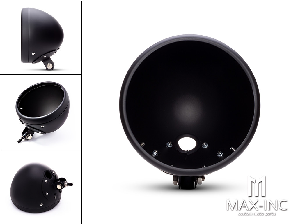 7.7 INCH Matte Black Bottom Mount Metal Headlight Housing + Bezel Combo