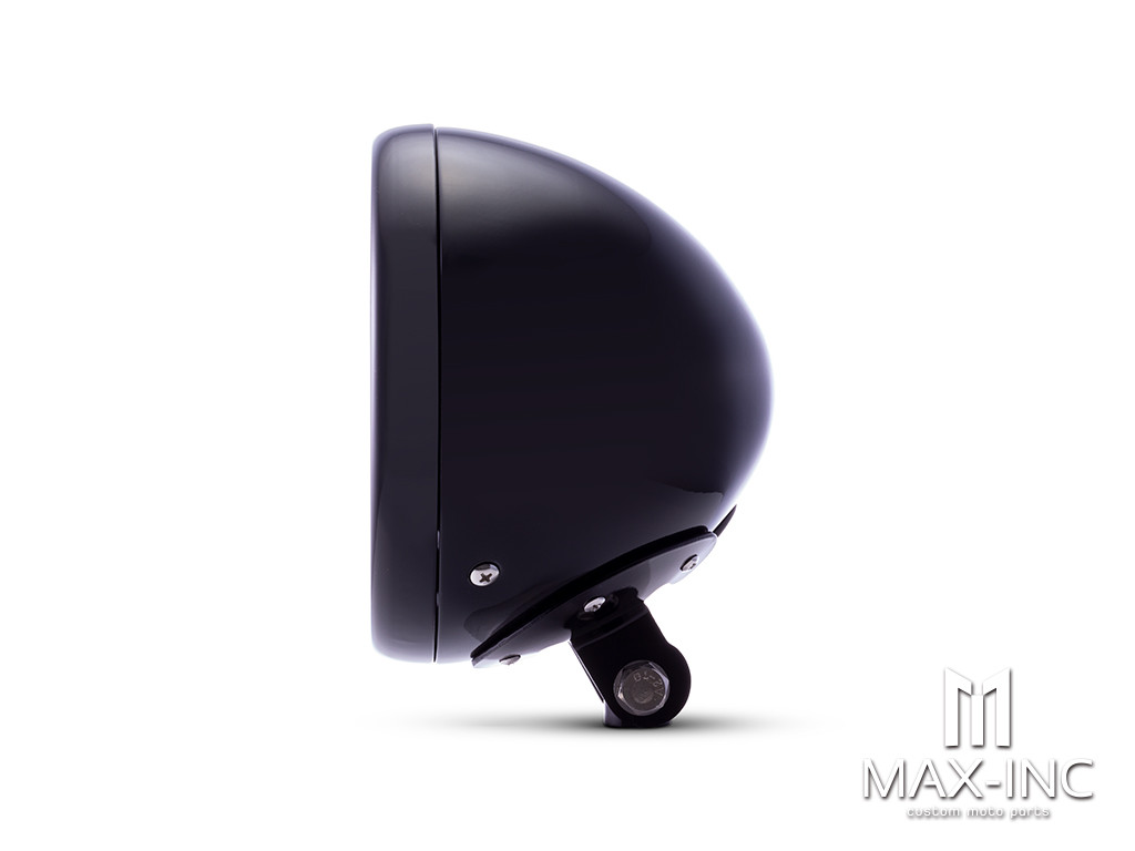 7.7 INCH Gloss Black Bottom Mount Metal Headlight Housing + Bezel Combo