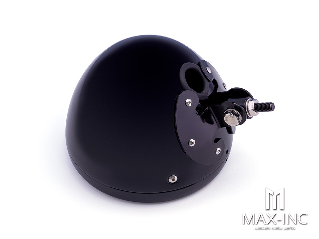 7.7 INCH Gloss Black Bottom Mount Metal Headlight Housing + Bezel Combo