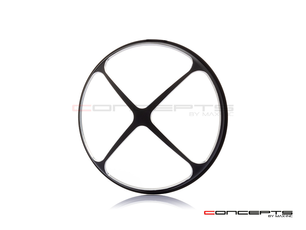 5.75" Cross Design Black / Contrast CNC Aluminum Headlight Guard Cover