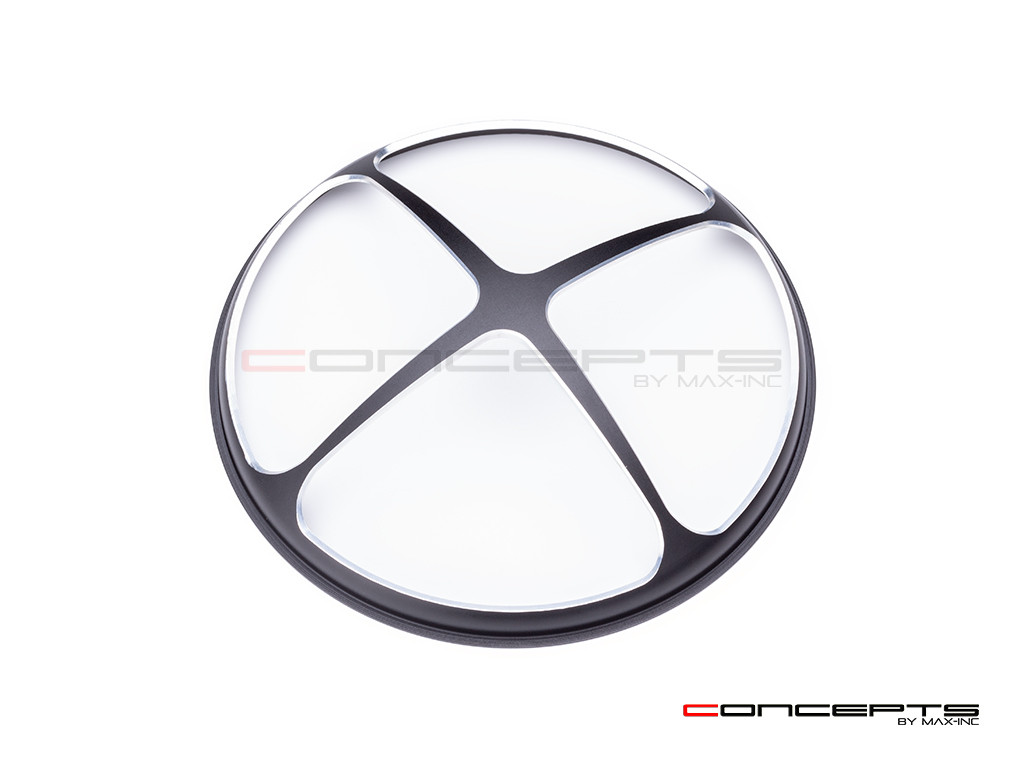 5.75" Cross Design Black / Contrast CNC Aluminum Headlight Guard Cover
