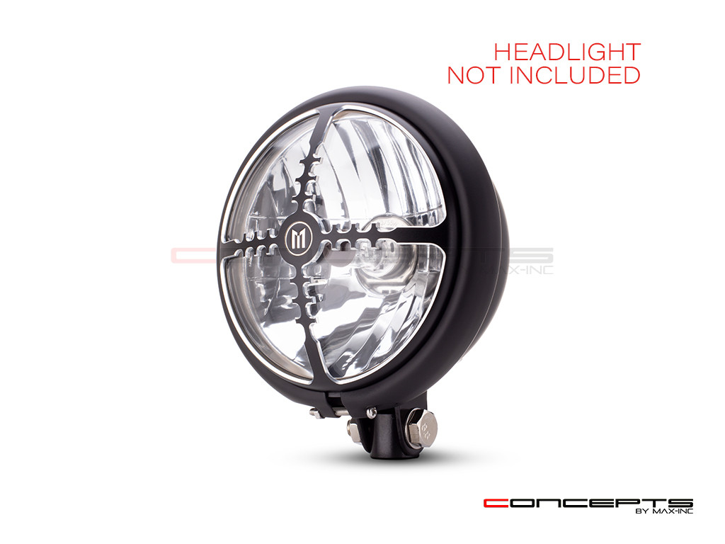 5.75" Cross Hairs Design Black / Contrast CNC Aluminum Headlight Guard Cover