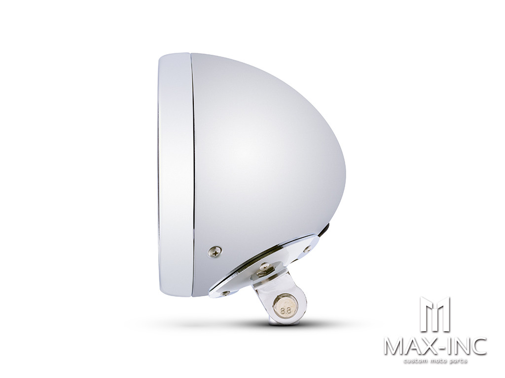 7.7 INCH Chrome Bottom Mount Metal Headlight Housing + Bezel Combo