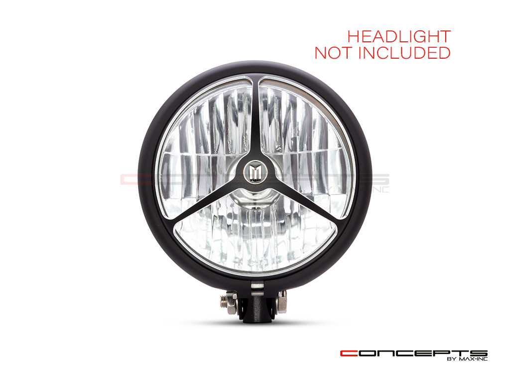 5.75" Tri-Benz Design Black / Contrast CNC Aluminum Headlight Guard Cover