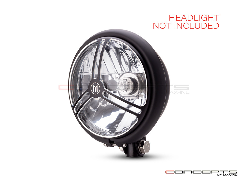 5.75" Tri-Pro Design Black / Contrast CNC Aluminum Headlight Guard Cover