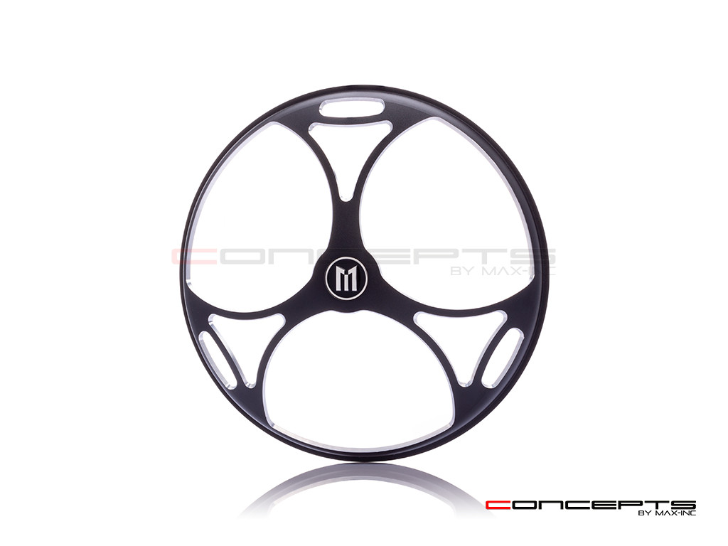 5.75" Tri-Maltese Design Black / Contrast CNC Aluminum Headlight Guard Cover