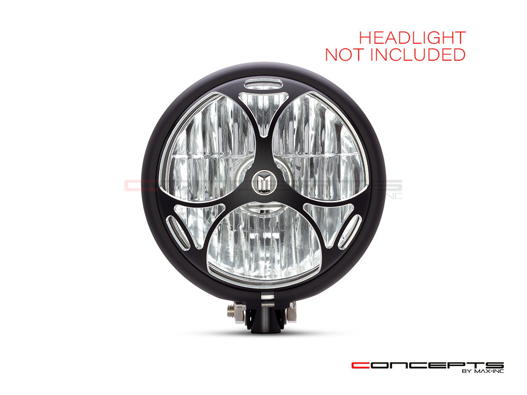 5.75" Tri-Maltese Design Black / Contrast CNC Aluminum Headlight Guard Cover