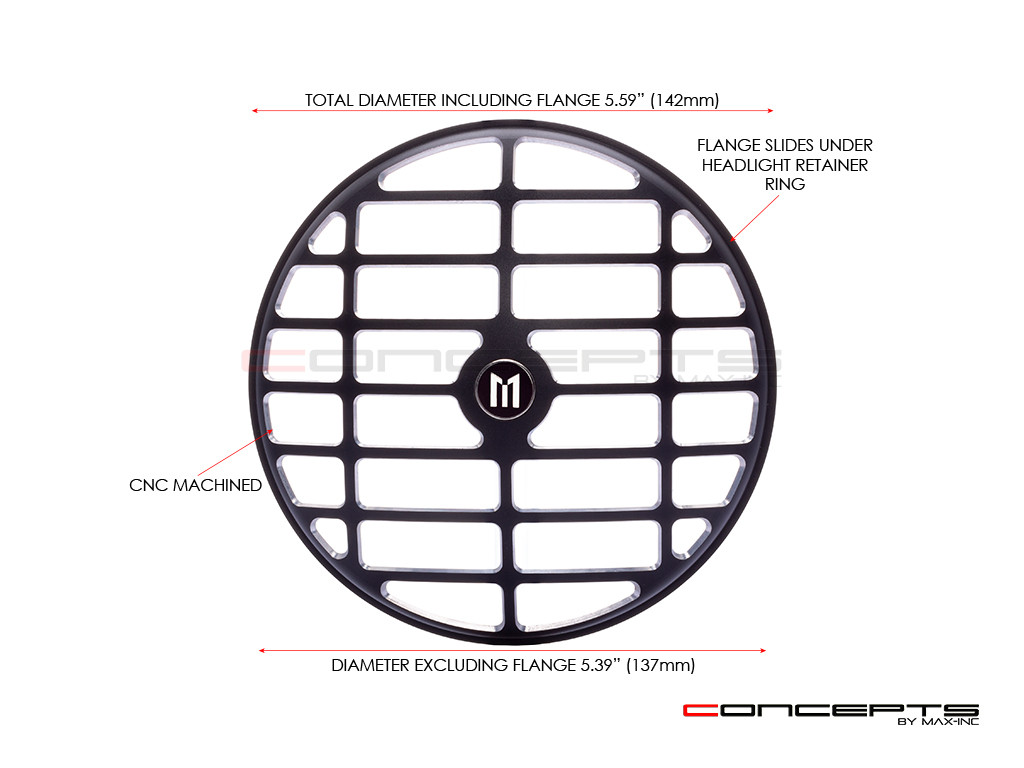 5.75" Derby Design Black / Contrast CNC Aluminum Headlight Guard Cover