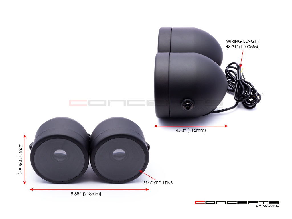 Matte Black "Dictator" LED Projector Headlight