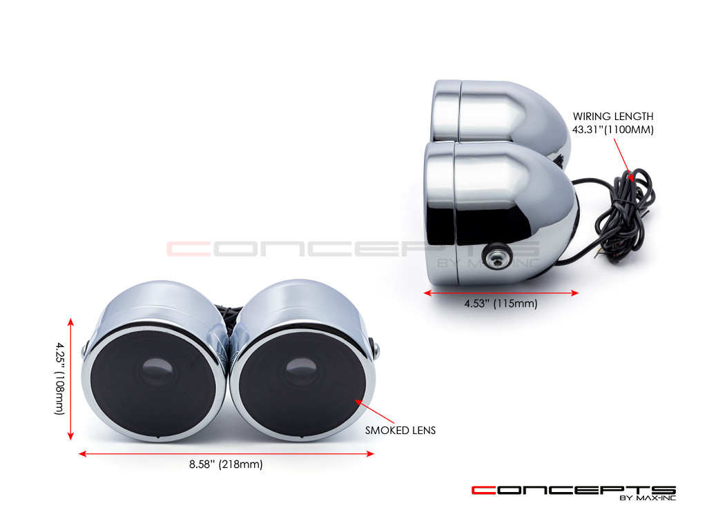 Chrome "Dictator" Twin LED Projector Headlight