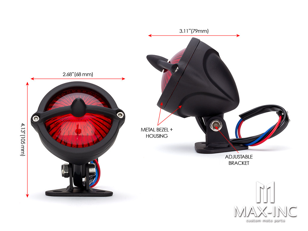 Matte Black Alloy Bobber LED Stop / Tail Light