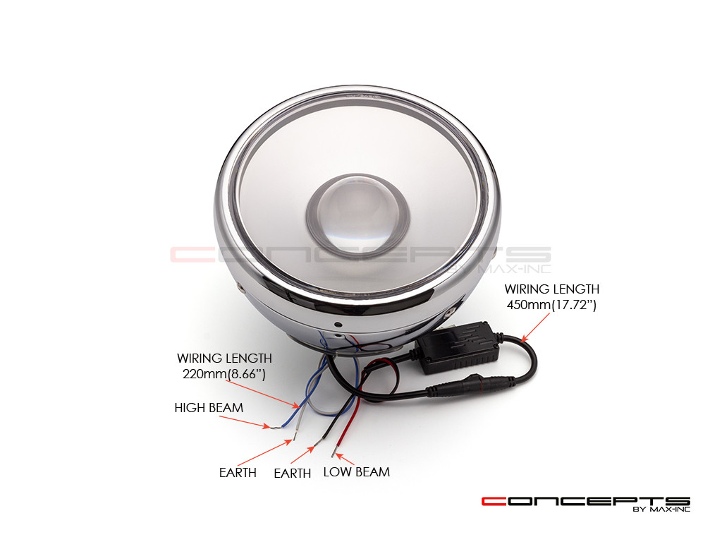 Chrome "Ciclope" LED Projector Headlight