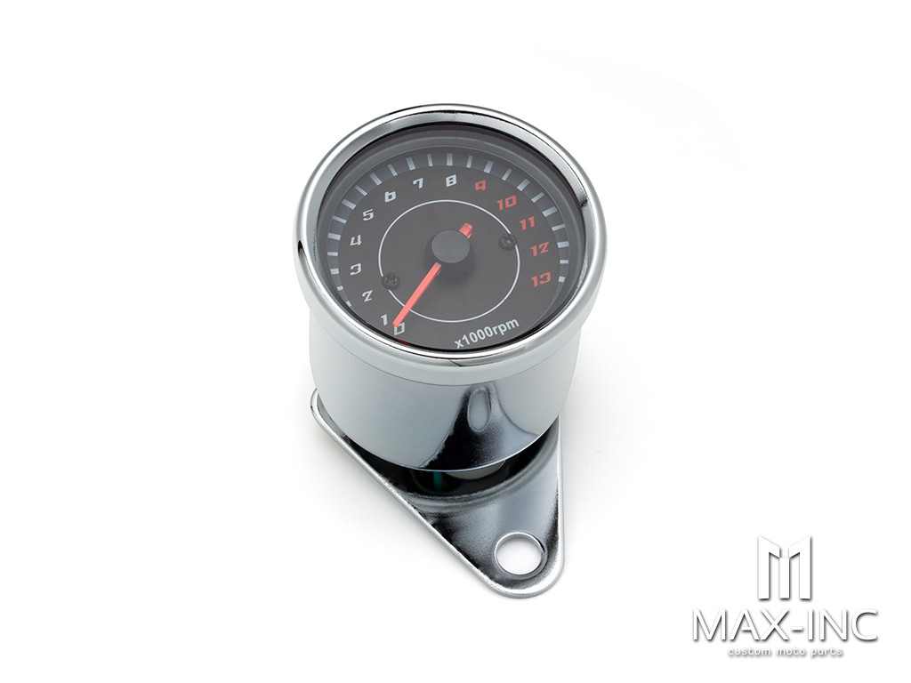 65mm Universal Chrome Electronic Tachometer + Mounting Bracket