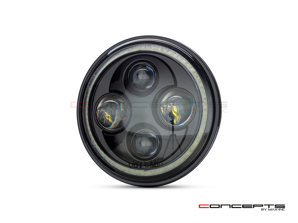 7 INCH High Quality Quad Projector LED Headlight + White Halo - Emarked