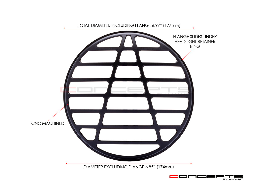 7" Atec Design Black CNC Aluminum Headlight Guard Cover