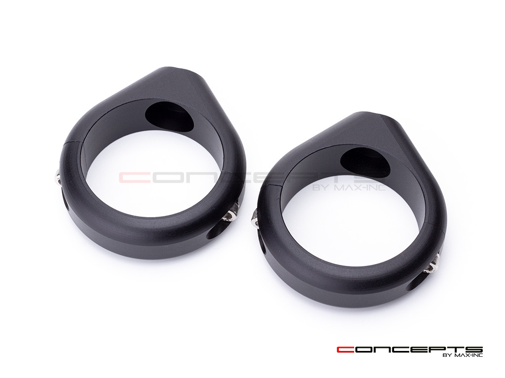 Black CNC Machined Billet Alum Fork Mount Auxiliary Light Clamps - Sizes 32-59mm