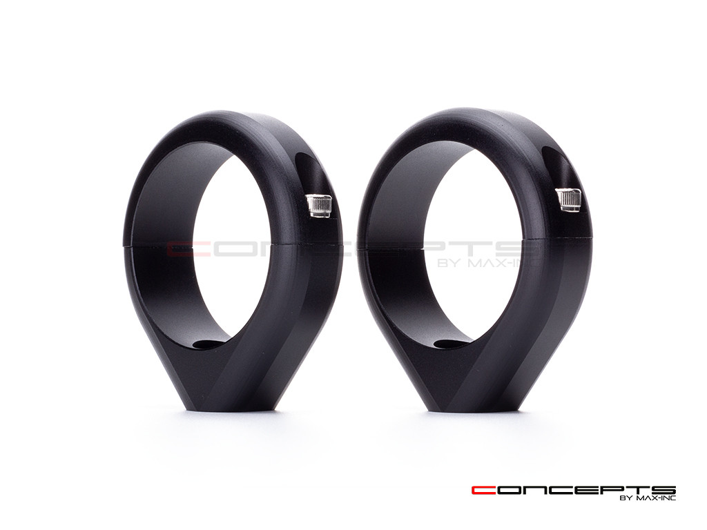 Black CNC Machined Billet Alum Fork Mount Auxiliary Light Clamps - Sizes 32-59mm