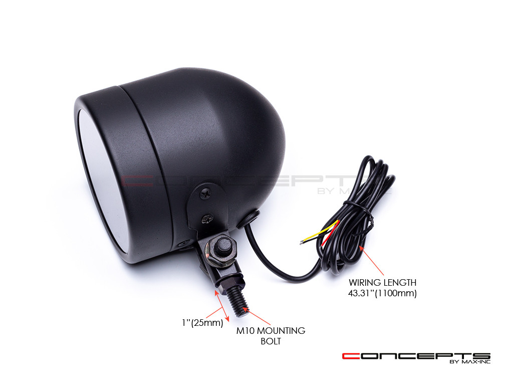 Matte Black "Dictator" Single LED Projector Headlight