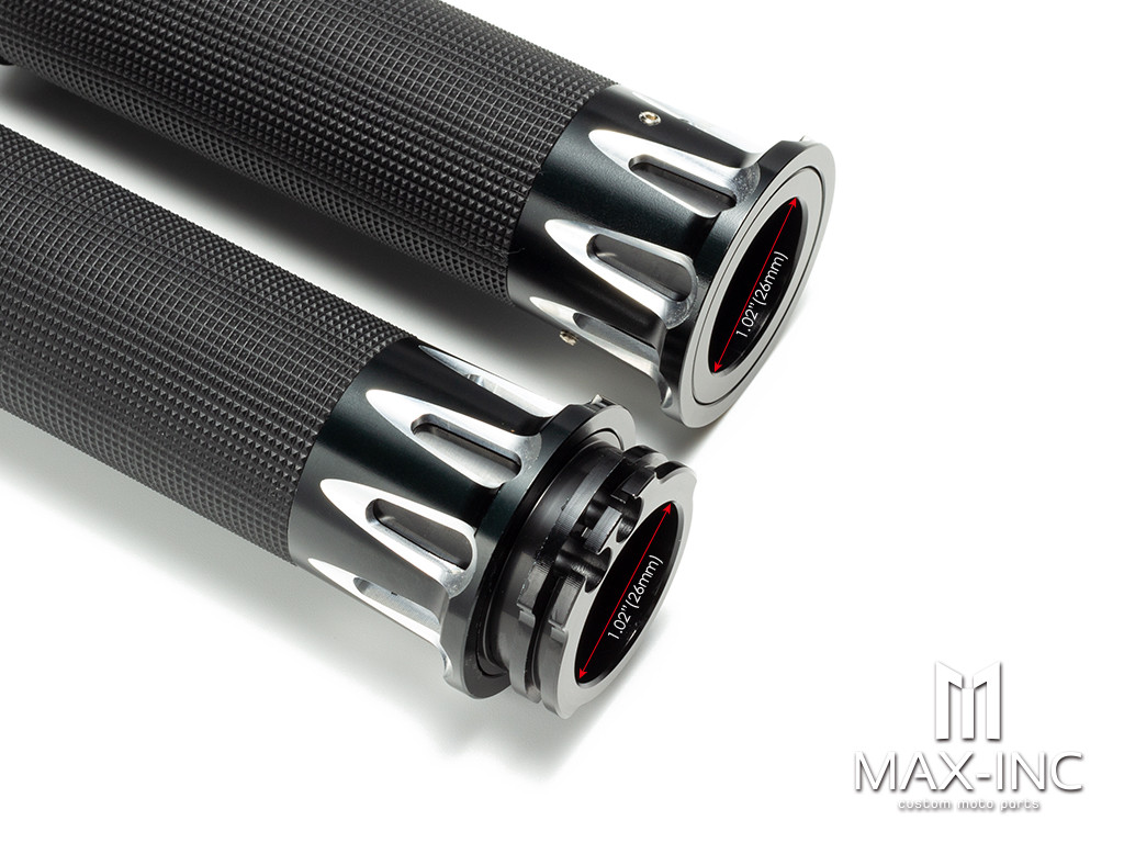 Rocco Black + Contrast CNC Machined Billet Aluminum Grips - 1"(25mm)