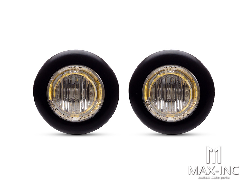 AMBER 12v Round Flush Mount LED Mini Marker Lights - 10 Pack